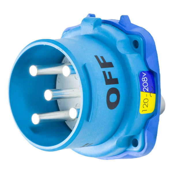 33-68167-4X-A155 - DS60 INLET POLY BLUE SIZE 4 TYPE 4X 3P+N+G 60A 120/208 VAC 60 Hz TYPE 4X WATERTIGHTNESS WITH NO LOCKOUT HOLE